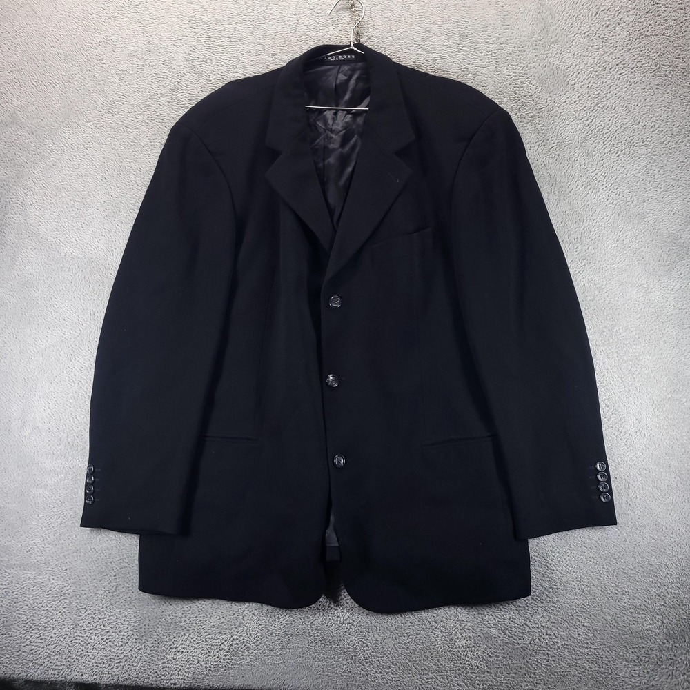 Hugo Boss Suit Jacket 44R Black Wool Einstein 3 Button Made In Italy Saks Fifth